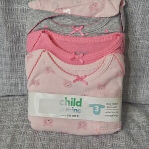 Carters Children's Of Mine  Baby Girl 3/6 Month 3 Pack Longsleeve Body Suite